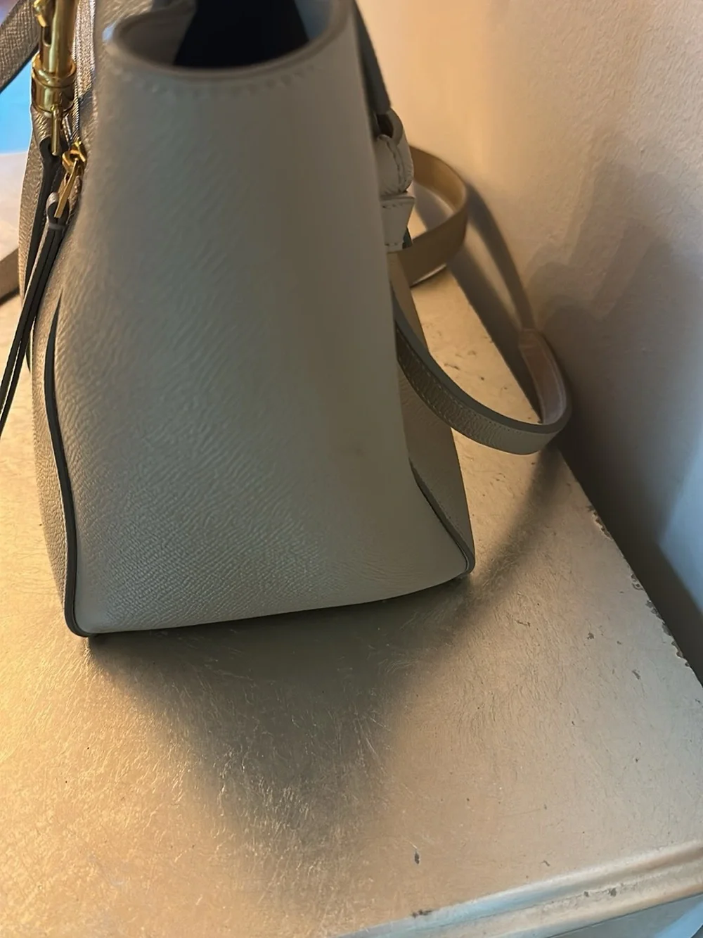 Celine Structured Tote Handbag in Taupe Gray - Top Handle Shoulder Bag
